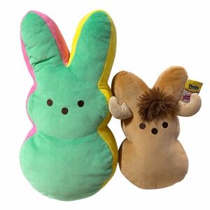 Just Born Peeps Bunny Plush Bundle Tan Longhorn Easter Stuffed Animal Toy Lot